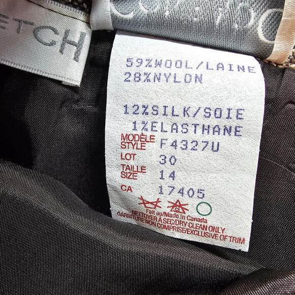 Conrad C Vintage Skirt Women Size 14 Brown 90s Midi Silk Wool Preppy Academia - Picture 10 of 10